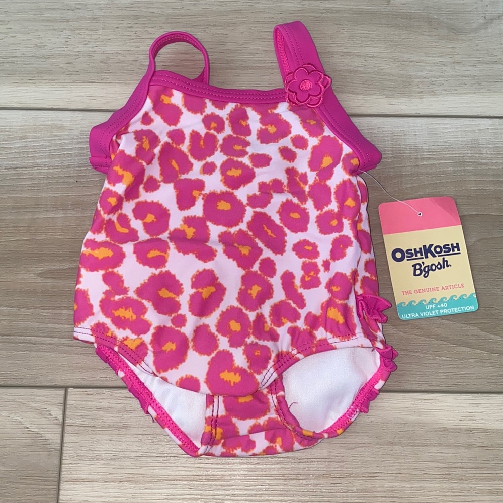 New Osh Kosh B’gosh UPF +40 Diaperless Liner One Piece Swimsuit Baby Size 3-6m